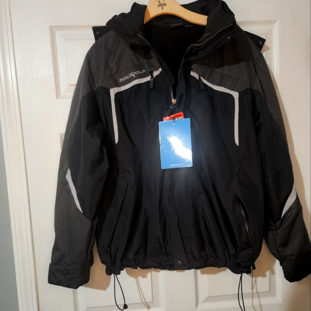 Xposur Men's 3- IN 1 Hooded Black Hooded Jacket Coat Size L